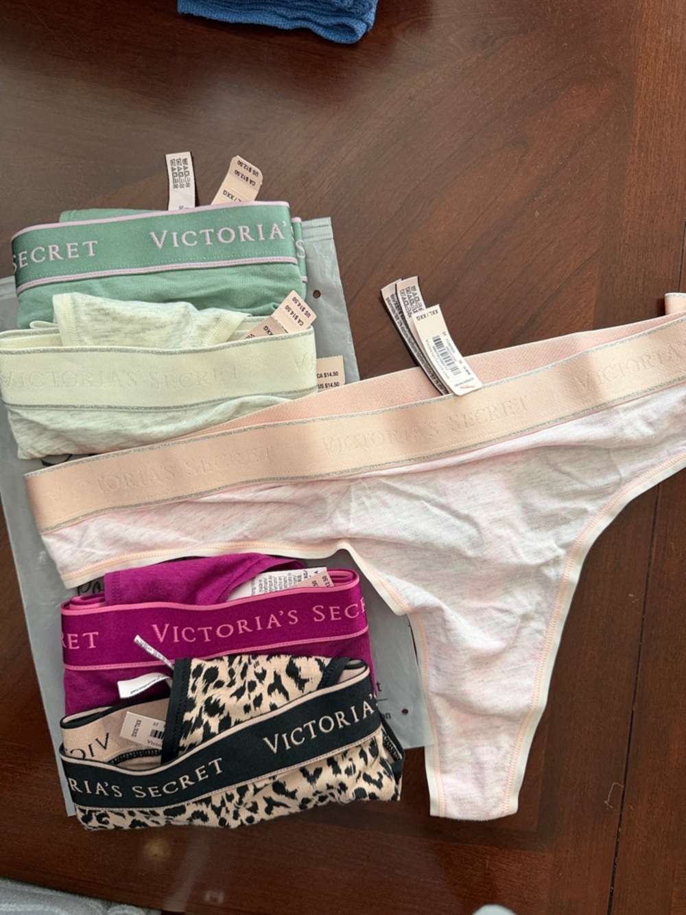 Victoria's Secret Thong Set — Light Pink, Mint, Cream, Fuchsia, Leopard